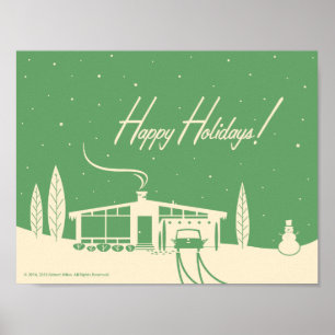 Pôster Meio século boas festas Snowscene-Verde