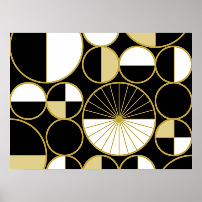 Poster Meio século Círculos Modernos Metade preto Dourado (Frente)