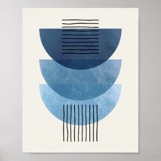 Poster Meio século com forma de abstrato AZUE moderno