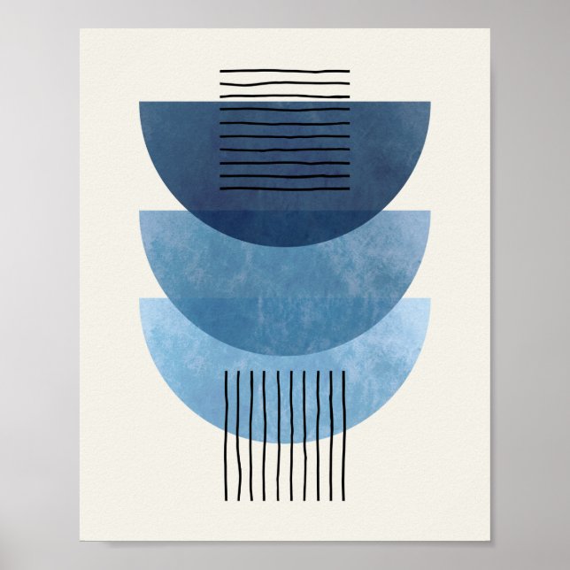 Poster Meio século com forma de abstrato AZUE moderno (Frente)