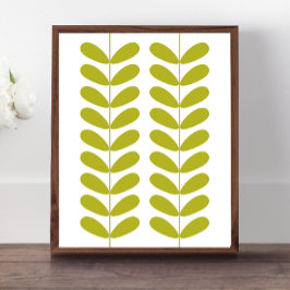 Pôster Meio século de Flores Verde Avocado Moderno
