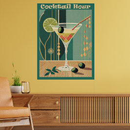 Poster Meio século de Hora Moderna do Cocktail Martini