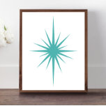 Poster Meio século de Starburst Atômica Azul Turquoise Mo<br><div class="desc">Este fabuloso poster moderno meio século apresenta uma explosão estelar da era atômica azul turquesa num fundo branco.</div>