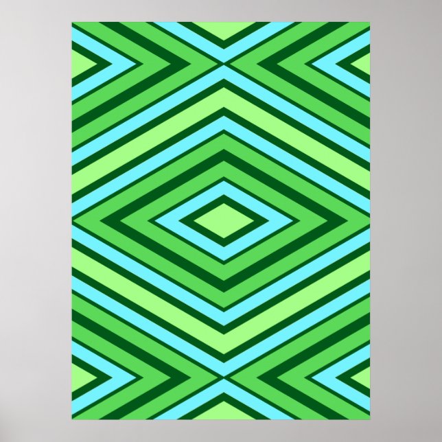 Poster Meio século Diamond Pattern Jade Green e Aqua (Frente)