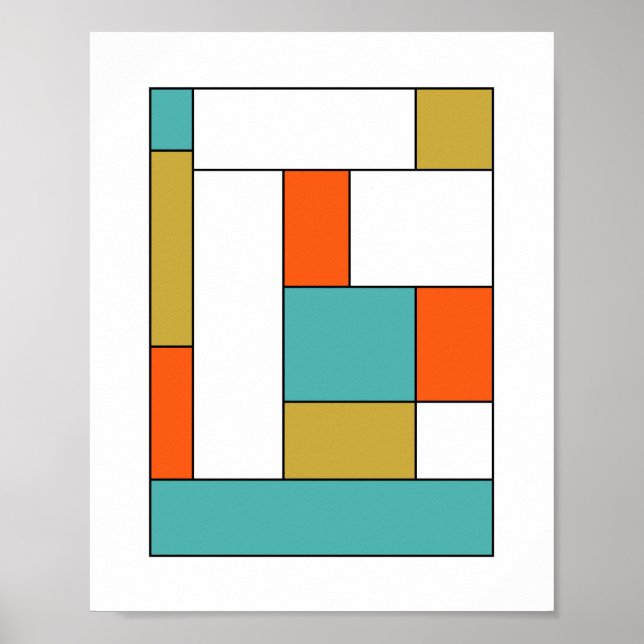 Poster Meio século Dourado de Cor Laranja Turquesa (Frente)