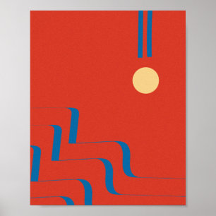 Poster Meio século Linha Azul, Arte das Linhas, Abstrato