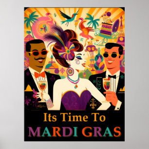 Poster Meio século Mardi Gras Cocktail