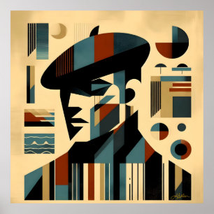 Poster Meio século Modern Art Man Vestindo Beret