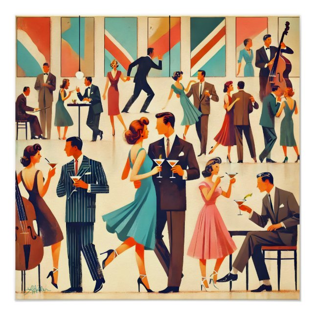 Pôster Meio século Modern Martinis No Clube (Frente)