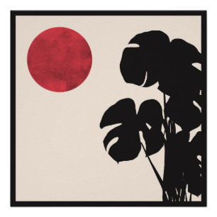 Pôster Meio século Modern Monstera & Sun Minimalist Art