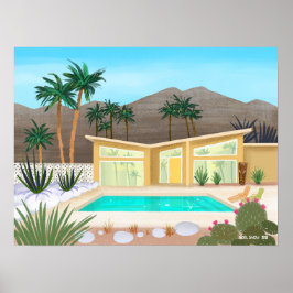 Poster Meio século Moderna Piscina House