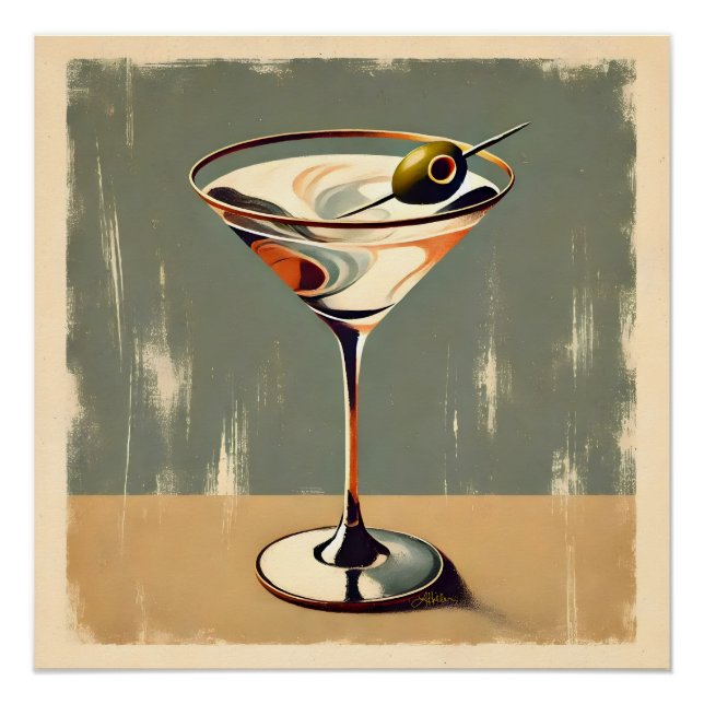 Pôster Meio século Moderno 1 Pintura de Martini Olive (Frente)