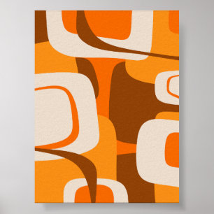 Poster Meio século Moderno Abstrato 70s Laranja