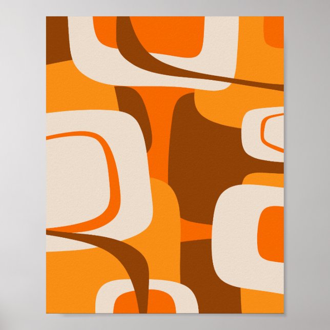 Poster Meio século Moderno Abstrato 70s Laranja (Frente)