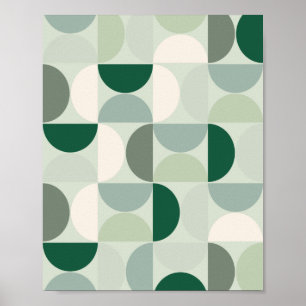 Poster Meio século moderno Abstrato de padrão verde