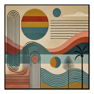 Pôster Meio século Moderno Art Beach Sunrise