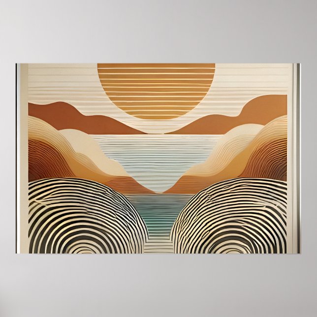 Poster Meio século Moderno Art Primavera Valley Lake Suns (Frente)