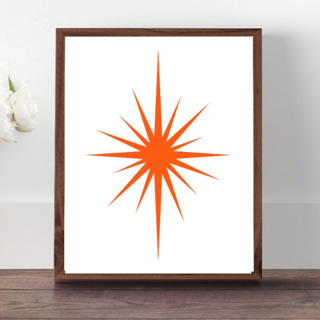Poster Meio século Moderno de Starburst Atômica Laranja (Criador carregado)