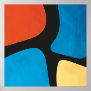 Poster Meio século Moderno Formas de Abstrato de Multicor