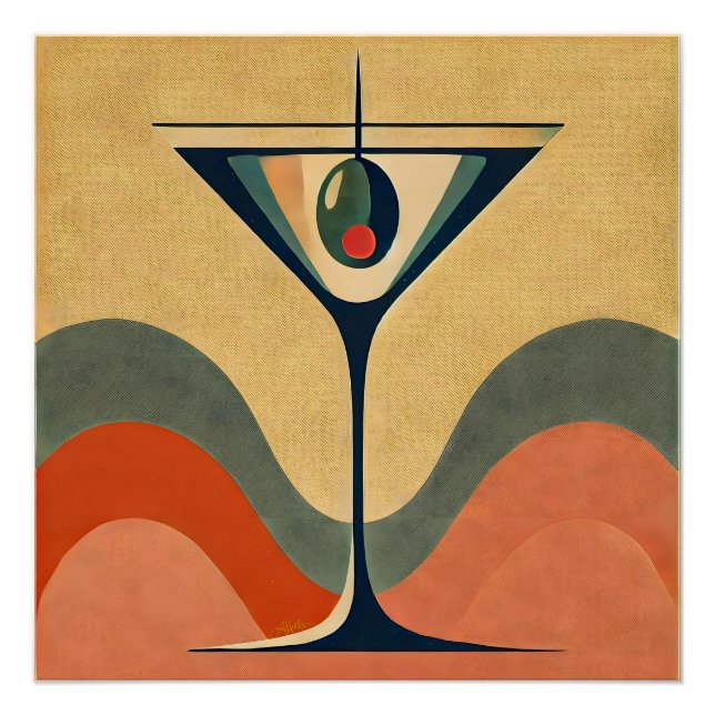 Pôster Meio século moderno "pimento azeitona martini wave (Frente)