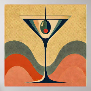 Poster Meio século moderno "pimento azeitona martini wave