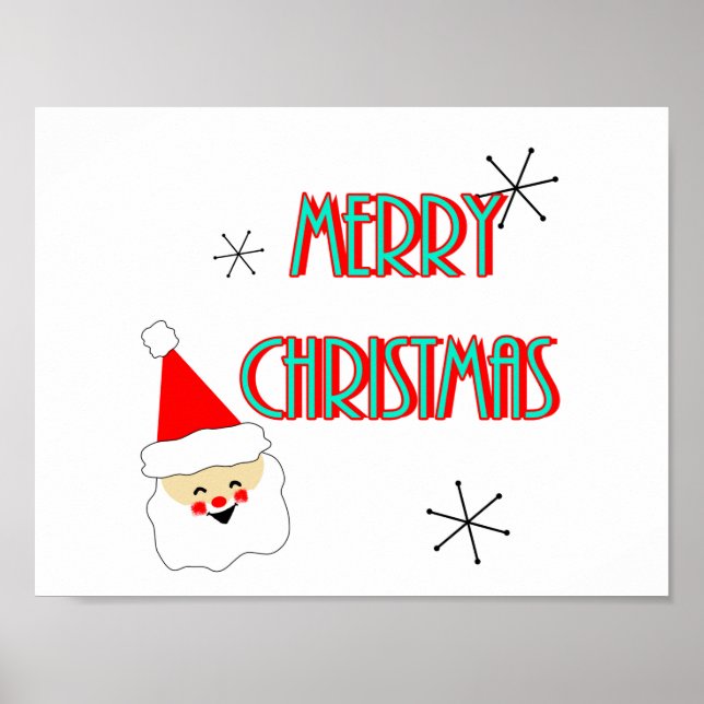 Pôster meio século moderno santa claus feliz natal (Frente)