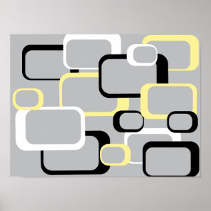 Poster Meio século preto amarelo-Cinza branco-retrô quadr