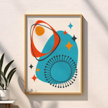 Meio século Vermelho Azul Azul Moderno Abstrato