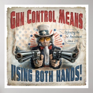 Poster Meios do controlo de armas usando duas mãos