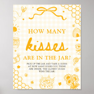 Poster Mel Abeja de Xadrez Amarelo Adivinhe Quantos Beijo