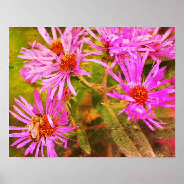 Poster Mel Bee Aster Flor Arte Afastada (Frente)