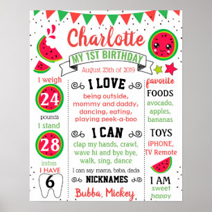 Poster Melancia 1 num cartaz de Aniversário de Melão