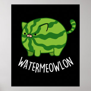 Poster Melancia Funny Watermelon Cat Pun Dark BG