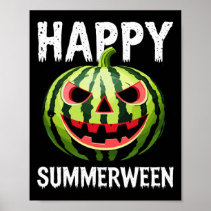 Poster Melancia Jackolanterna no Verão Halloween Sum Feli