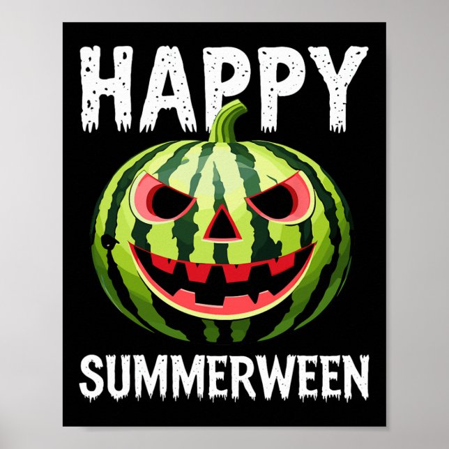 Poster Melancia Jackolanterna no Verão Halloween Sum Feli (Frente)