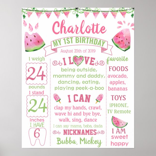 Poster Melancia Um num conselho de aniversário Melon (Frente)