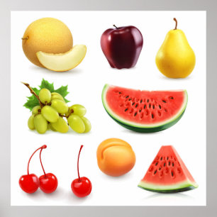 Poster Melancia Uva Maçã Apricot