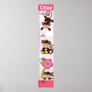 Poster Melanie Monkey Growth Chart Mantenha às 8x44!