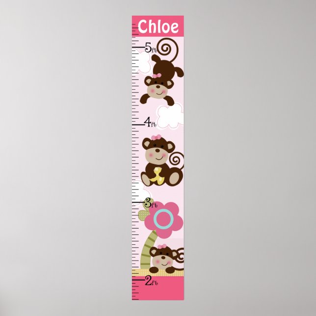 Poster Melanie Monkey Growth Chart Mantenha às 8x44! (Frente)