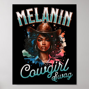 Poster Melanin CowGirl African Melanin Usa Flag Swag Bla