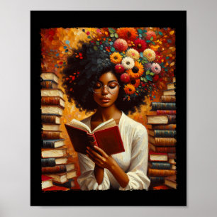Poster Melanin Queen Afro Womendurecida Leitura Book Blac