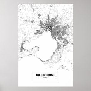 Poster Melbourne, Austrália (preto no branco)