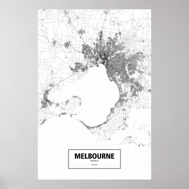 Poster Melbourne, Austrália (preto no branco) (Frente)