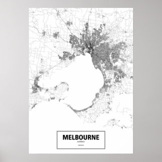 Pôster Melbourne, Austrália (preto no branco, personaliza