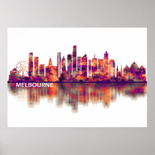 Poster Melbourne Austrália Skyline