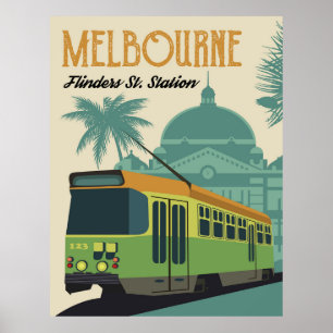 Poster Melbourne, Estação de Flinders Street Tram