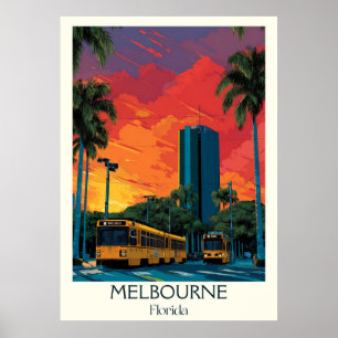 Poster Melbourne Florida Vintage Cityscape Viagem Art