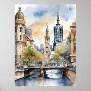 Poster Melbourne watercolor art