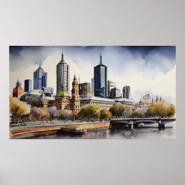 Poster Melbourne watercolor art (Frente)
