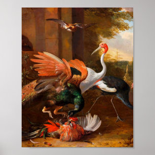 Poster Melchior d'Hondecoeter - Pássaros num Parque